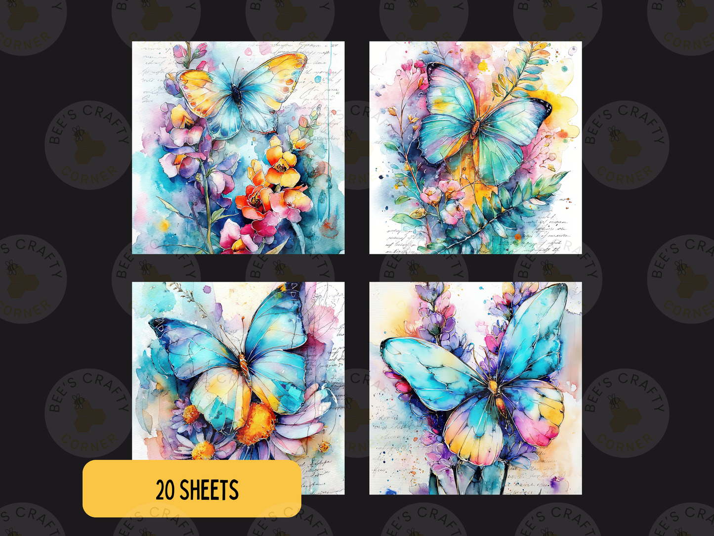 Watercolour Butterfies - Theme Pack Reusable Diamond Painting Release Paper