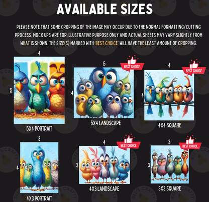 Quirky Birds - Theme Pack Reusable Diamond Painting Release Paper