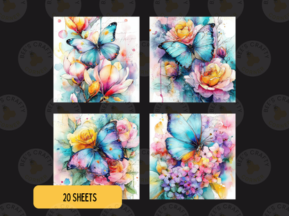 Watercolour Butterfies - Theme Pack Reusable Diamond Painting Release Paper