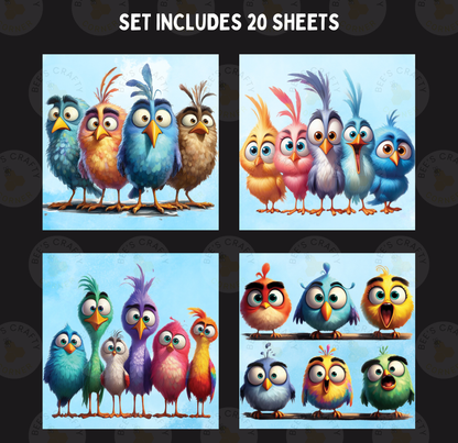 Quirky Birds - Theme Pack Reusable Diamond Painting Release Paper