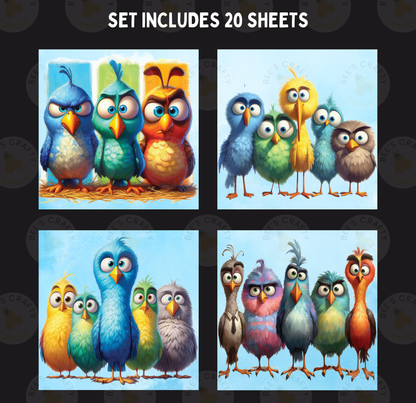 Quirky Birds - Theme Pack Reusable Diamond Painting Release Paper