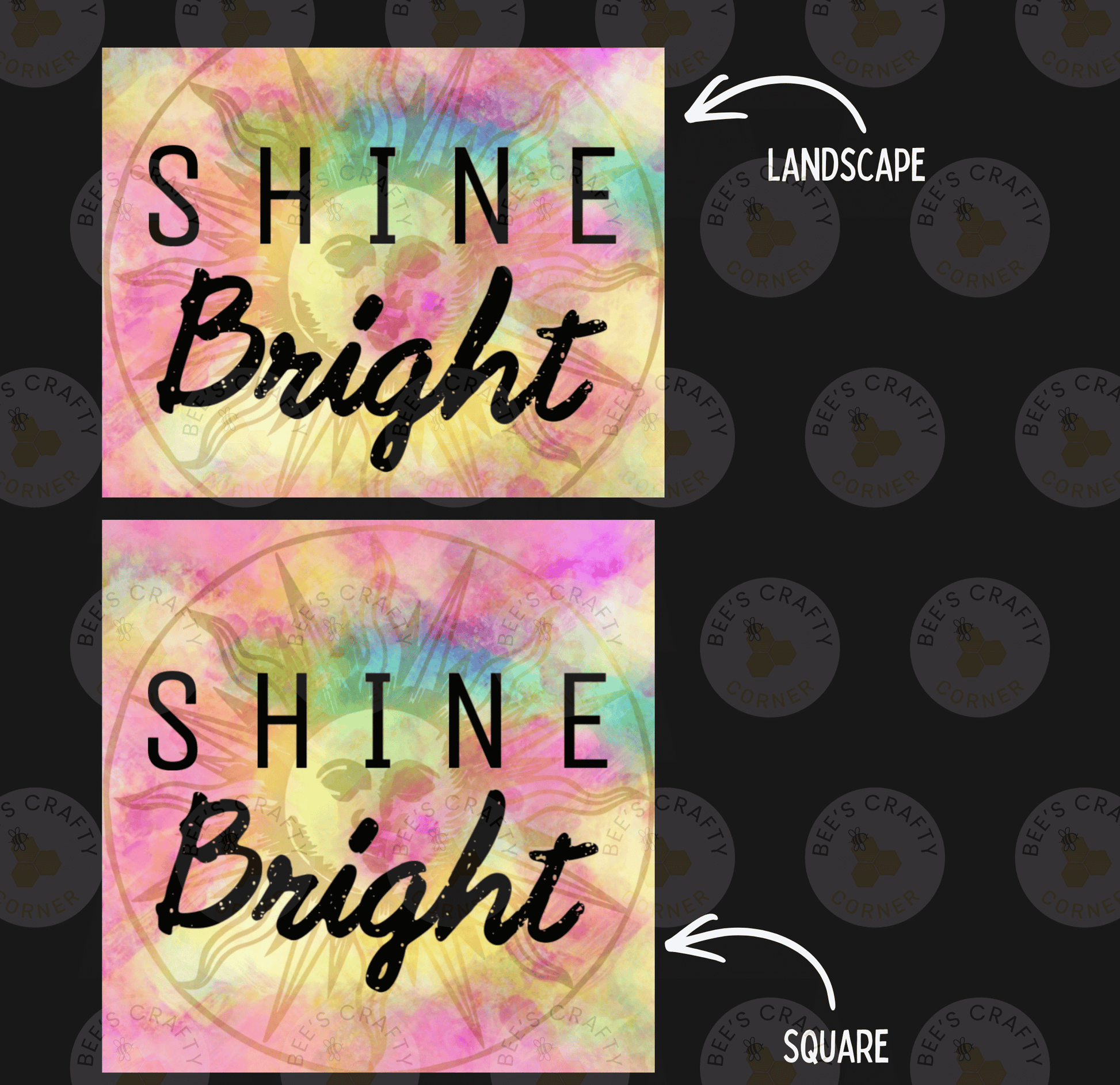 two square images with the text "SHINE Bright" written on them.