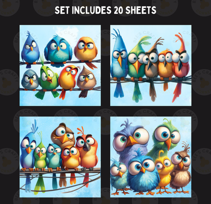 Quirky Birds - Theme Pack Reusable Diamond Painting Release Paper