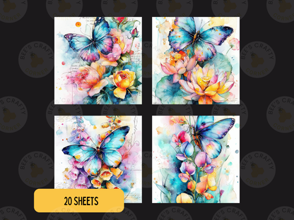 Watercolour Butterfies - Theme Pack Reusable Diamond Painting Release Paper