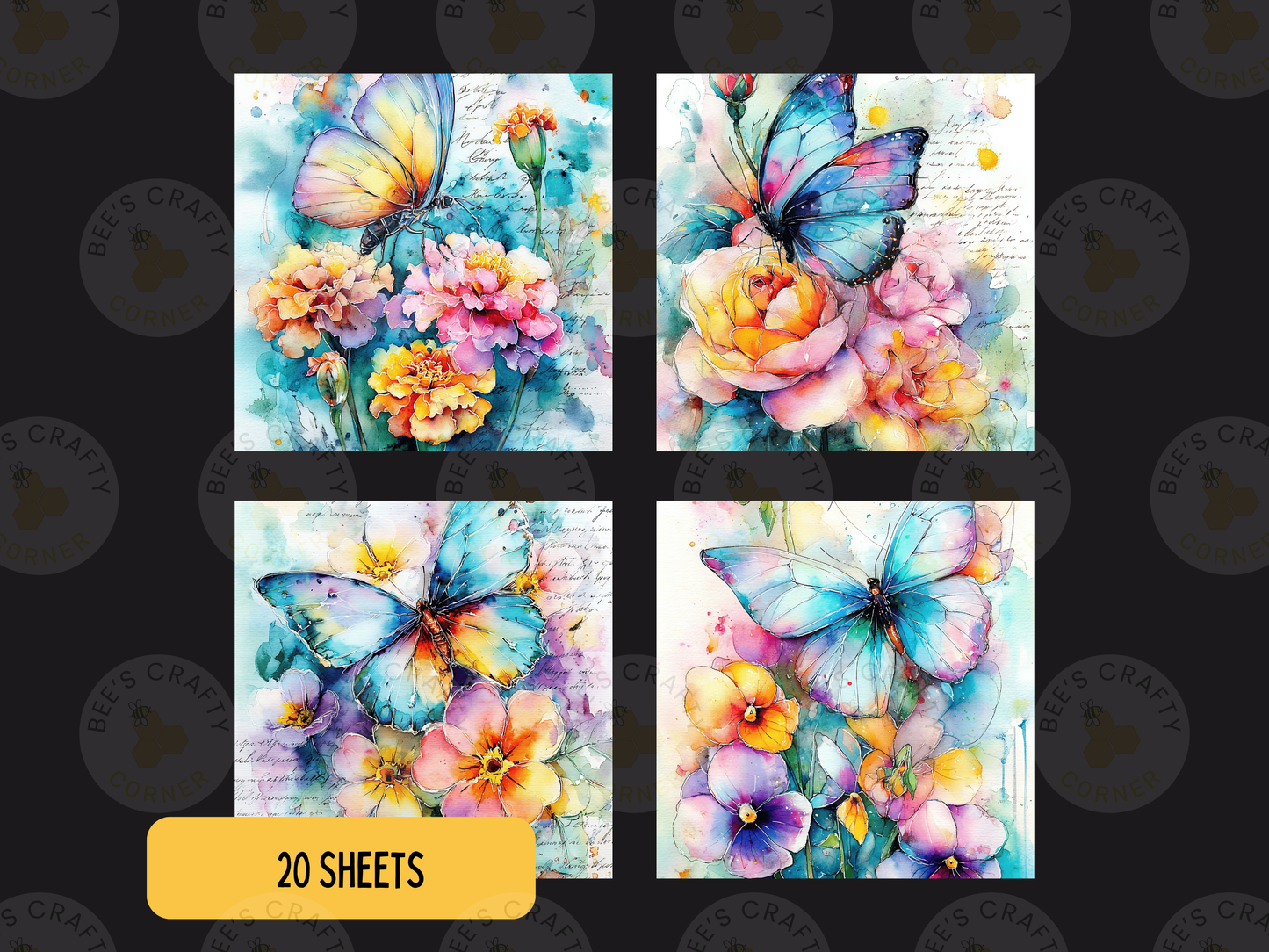 Watercolour Butterfies - Theme Pack Reusable Diamond Painting Release Paper