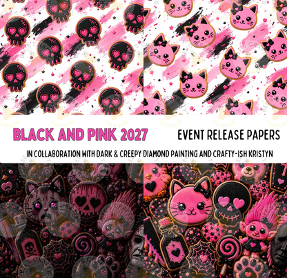 Black and Pink 2027 Event Release Papers - Reusable Diamond Painting Release Paper