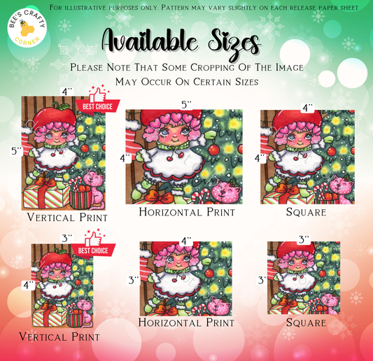 The image is a collage of six different images, each depicting a Christmas-themed character, such as a girl or a character from the holiday season. The images vary in size, with some being larger and others smaller. The collage is intended to showcase the different sizes of the images, and it does not include any text that may be considered redundancy or vague.