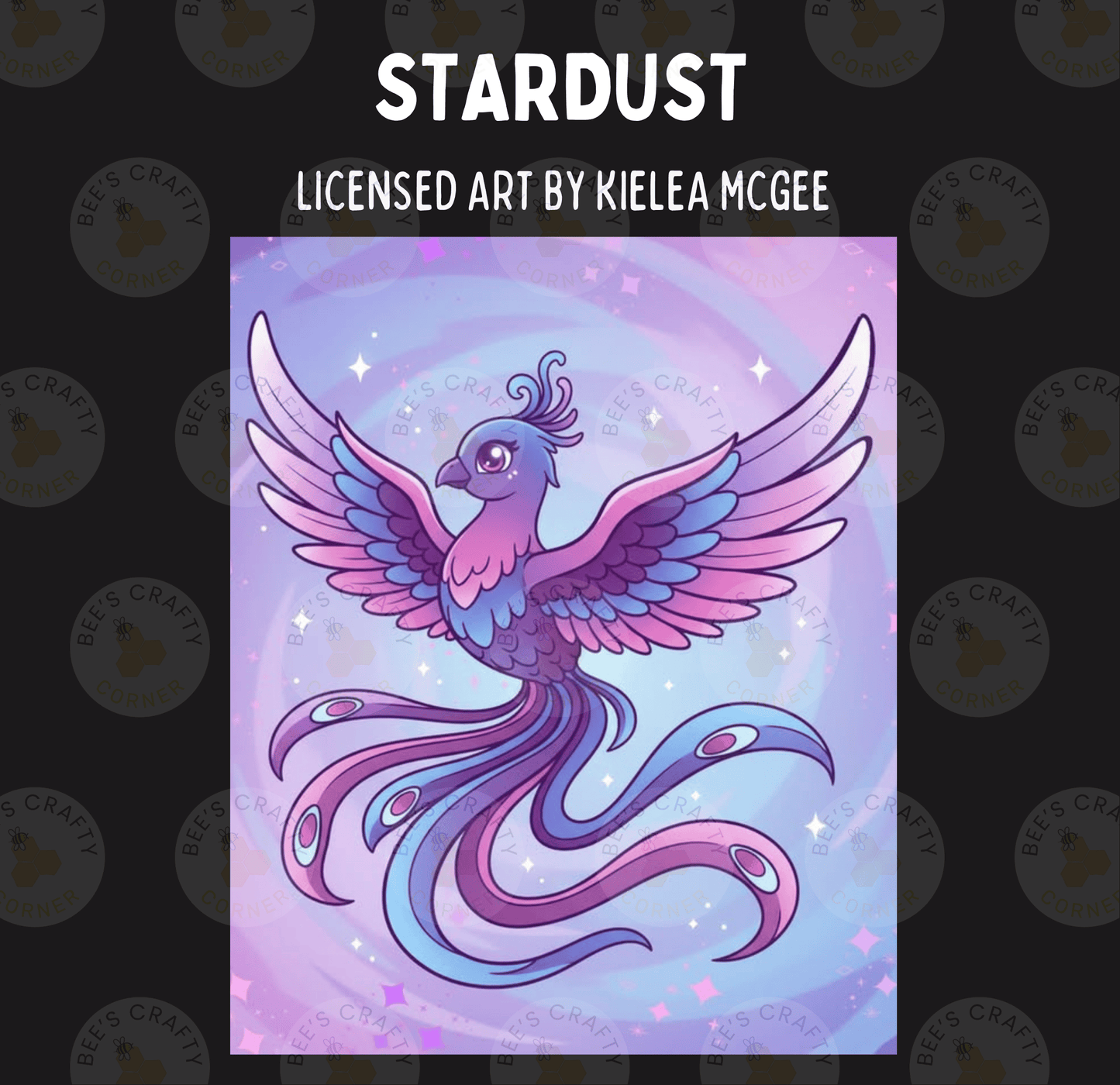 The image is a vibrant illustration of a phoenix, a mythical bird-like creature, with its wings spread wide and a radiant, colorful appearance.