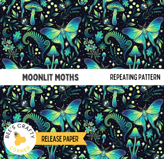 Moonlit Moths - Reusable Patterned Diamond Painting Release Paper