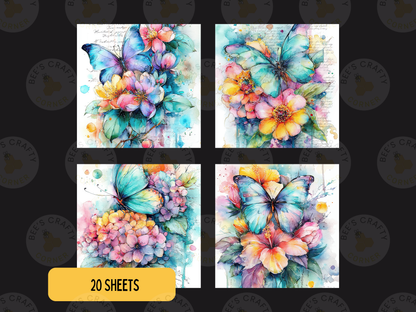 Watercolour Butterfies - Theme Pack Reusable Diamond Painting Release Paper