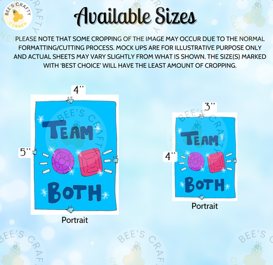 The image is a collage of two images, one depicting a team and the other a portrait. The collage is available in four sizes: 4-inch, 5-inch, 3-inch, and 4-inch portrait.