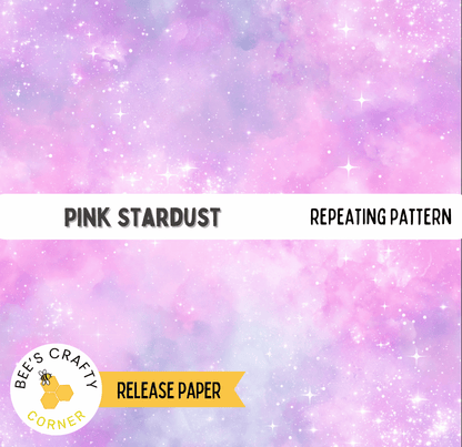 The image is a release paper for a pink stardust repeating pattern.