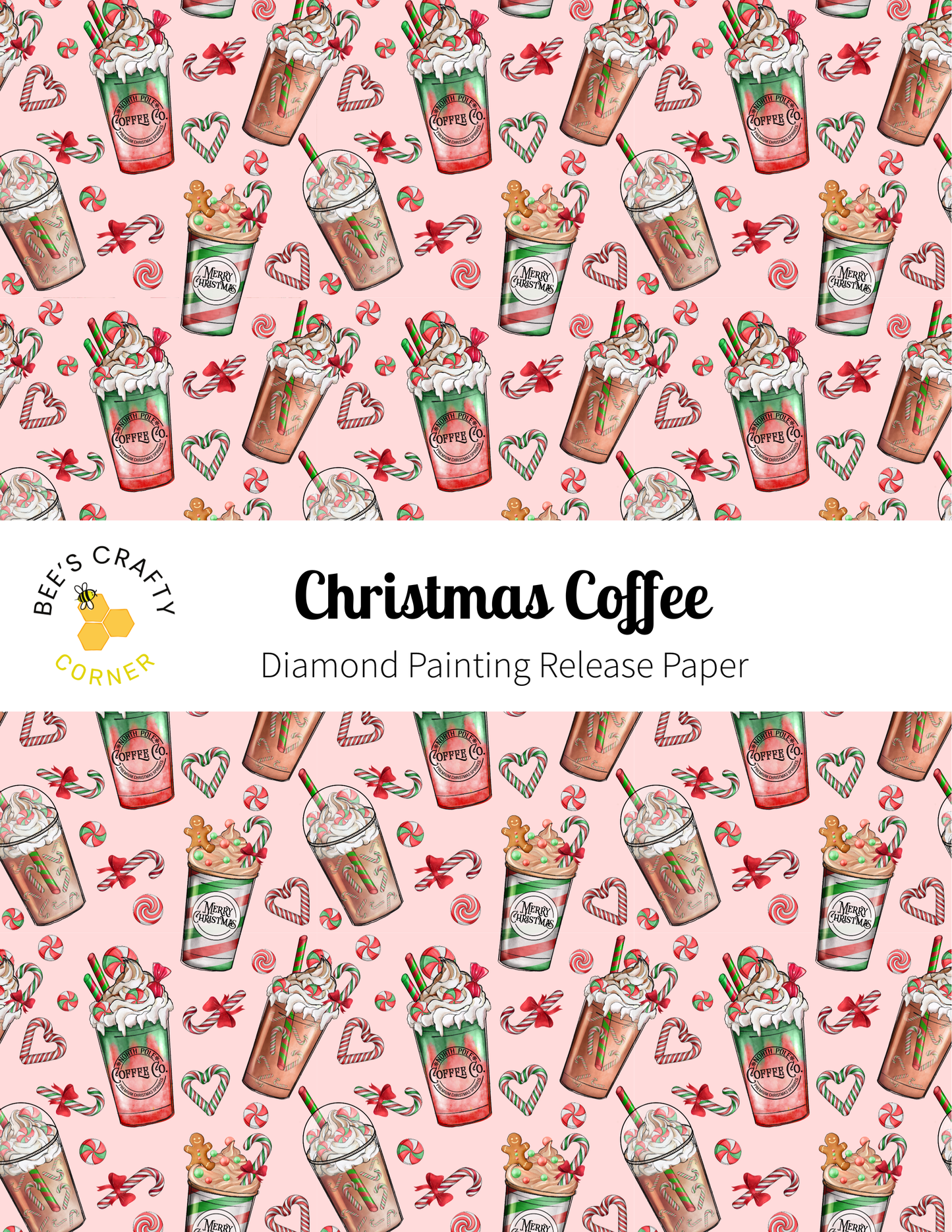 Christmas Coffee - Reusable Patterned Diamond Painting Release Paper