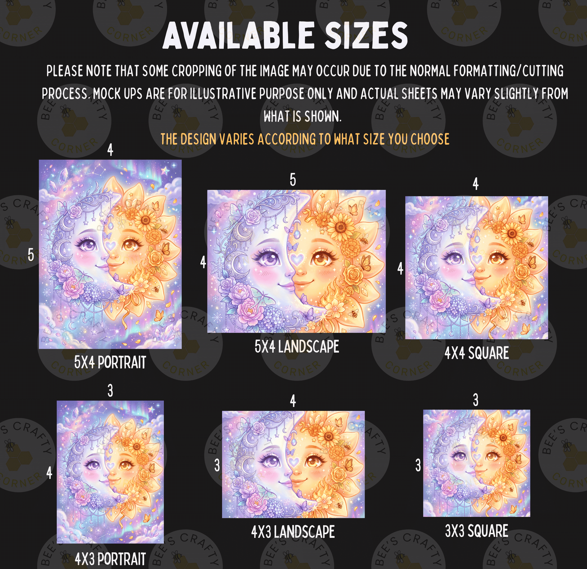 various sizes of illustrations, including portraits and landscapes, with a focus on the design and artistic style.