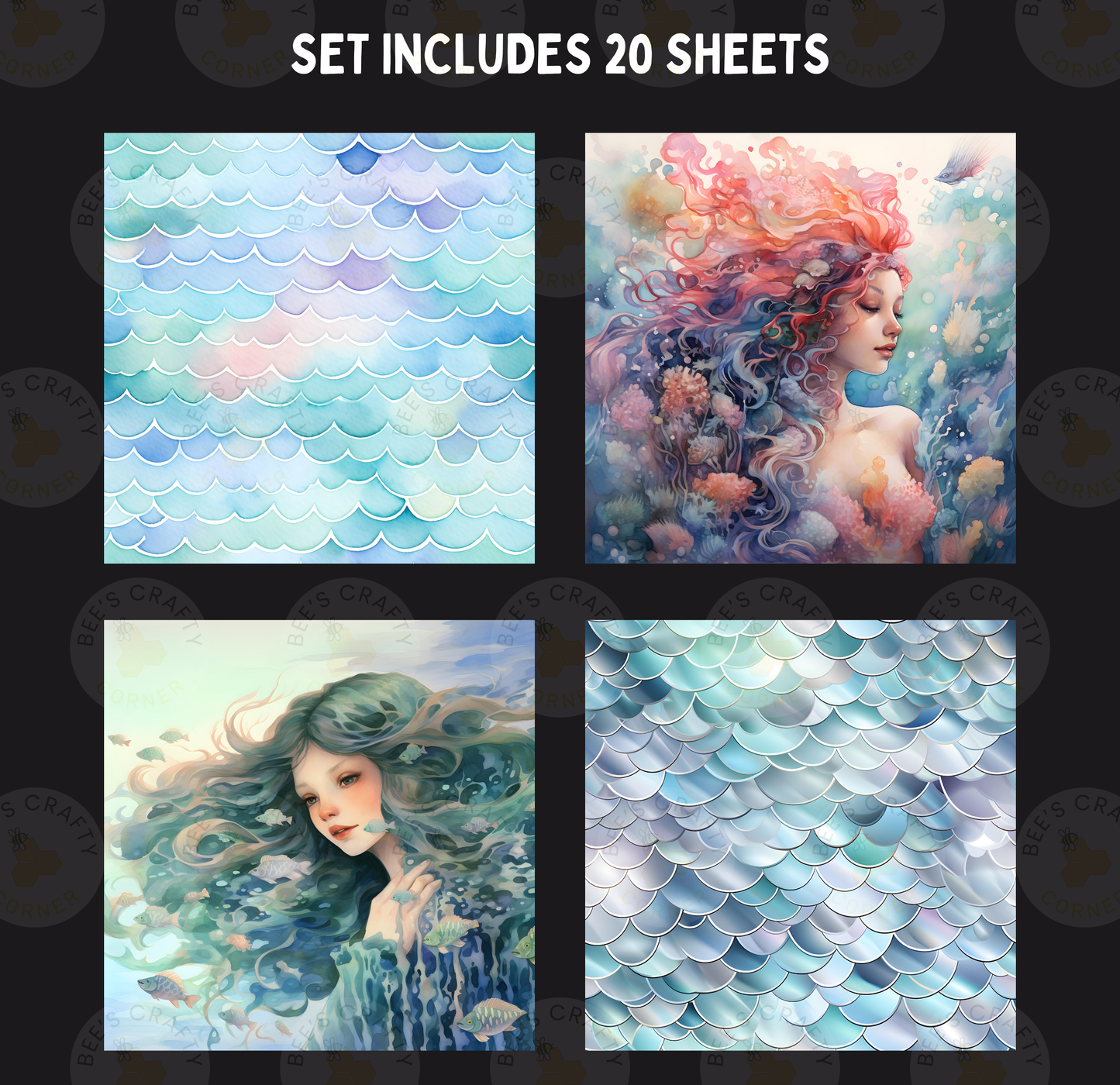Mythical Mermaids - Theme Pack Reusable Diamond Painting Release Paper