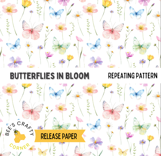 Butterflies in Bloom - Reusable Patterned Diamond Painting Release Paper