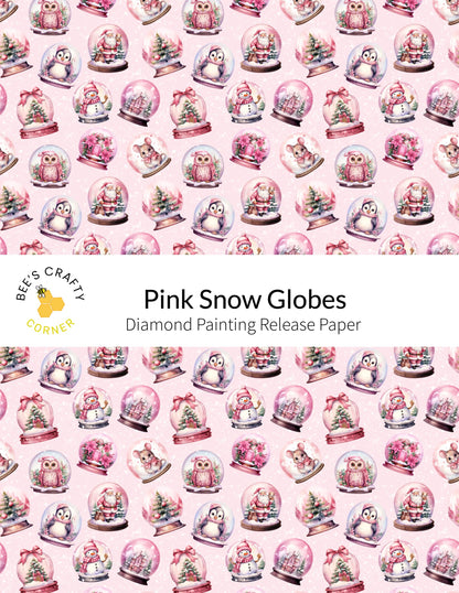 Pink Snow Globes - Reusable Patterned Diamond Painting Release Paper