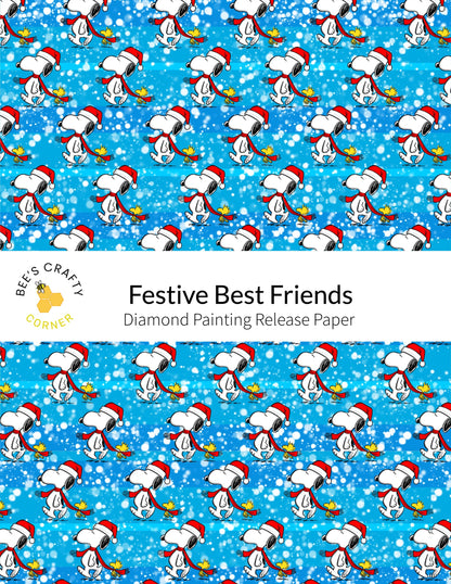 Festive Best Friends - Reusable Patterned Diamond Painting Release Paper