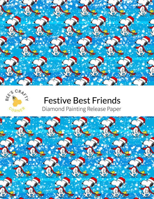 Festive Best Friends - Reusable Patterned Diamond Painting Release Paper