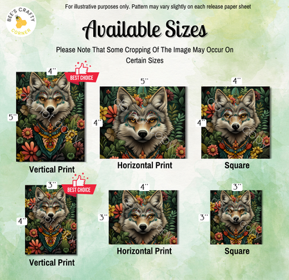 a picture of a wolf with flowers on it