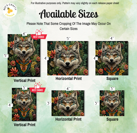 a picture of a wolf with flowers on it