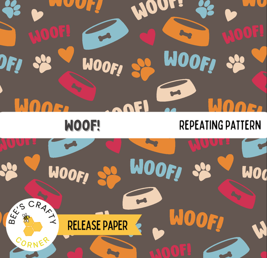 The image is a repeating pattern of various dog-related items, including dog bowls, dog toys, and dog paw prints, all in different colors and sizes. The pattern is designed to resemble a dog's ears and paws, creating a visually appealing and playful design.