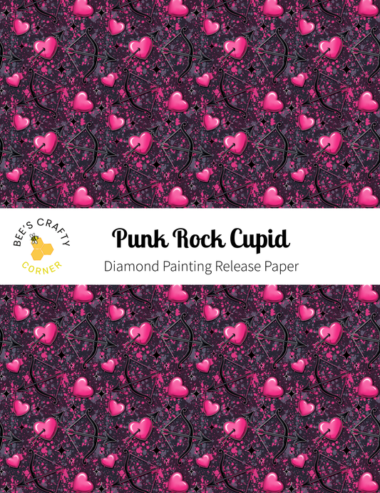 The image is a repeating pattern of pink hearts and black lines, creating a visually striking and abstract design.