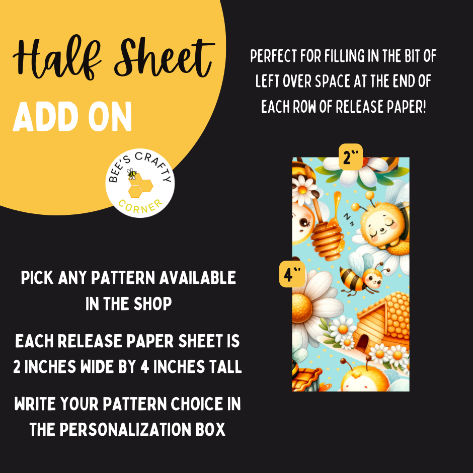Half Sheet Add On - Reusable Diamond Painting Release Paper
