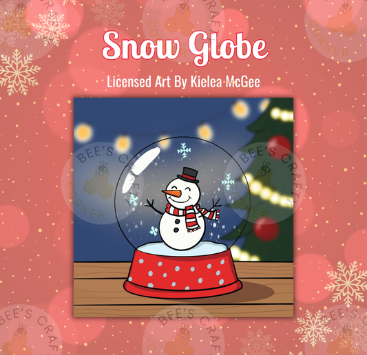 The image is a collage featuring a snow globe with a smiling snowman inside, surrounded by a festive background with Christmas lights and a tree.