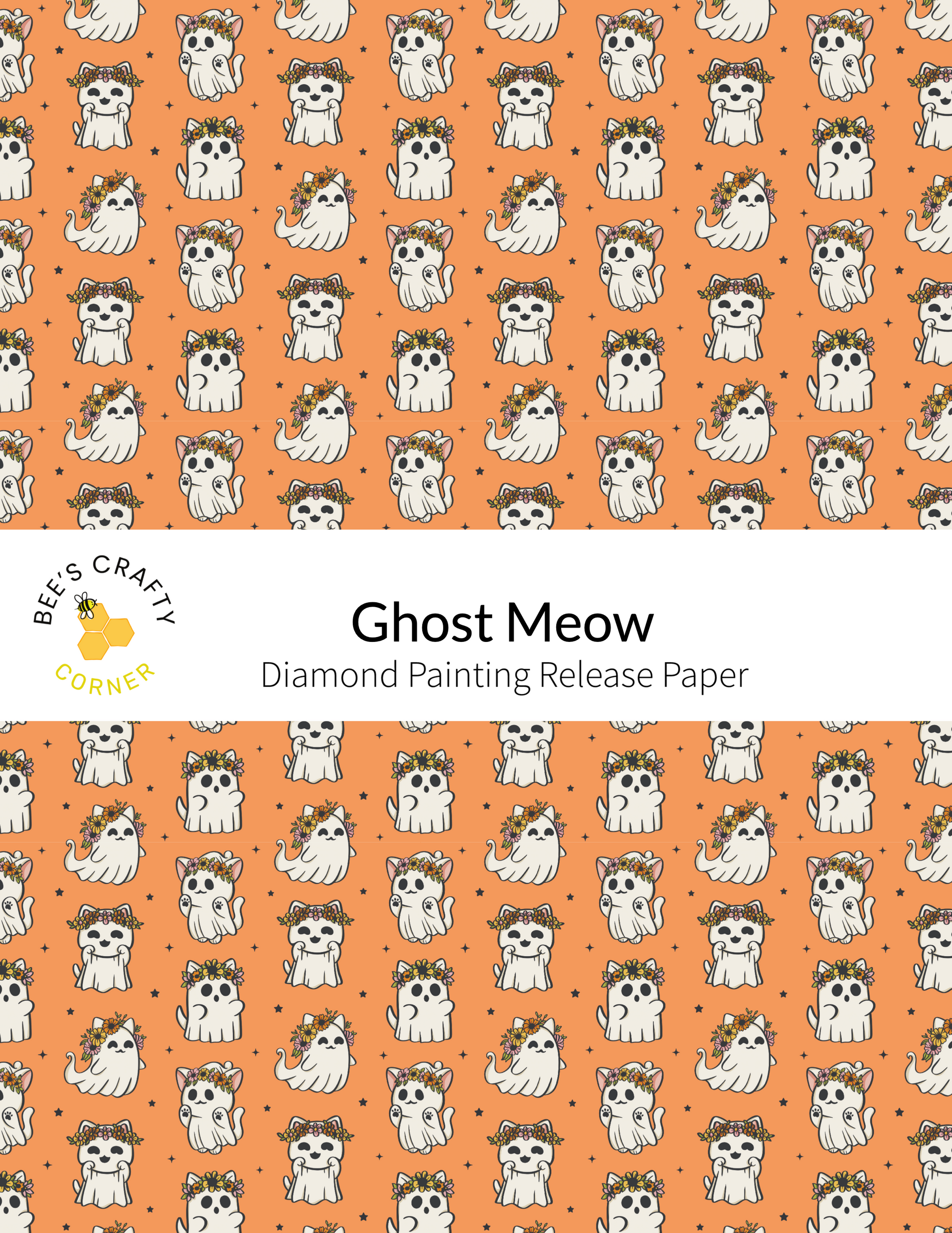 The image is a repeating pattern of cartoon-style cats wearing crowns against an orange background.