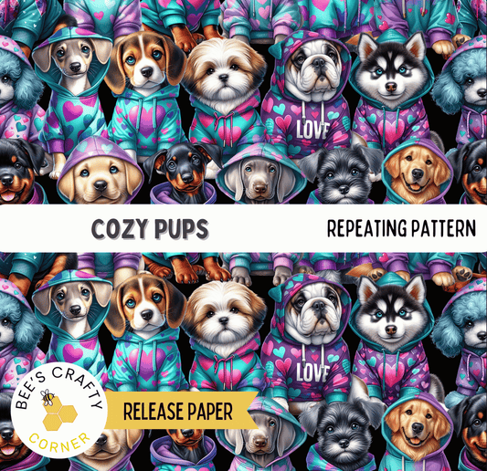 Cozy Pups - Reusable Patterned Diamond Painting Release Paper