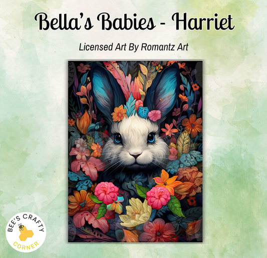 a picture of a rabbit with flowers on it