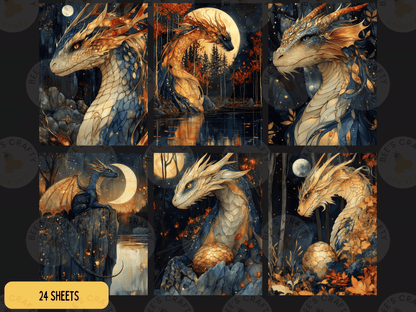 The image is a collage of six distinct images featuring fantastical, mythical creatures with intricate designs and vibrant colors.