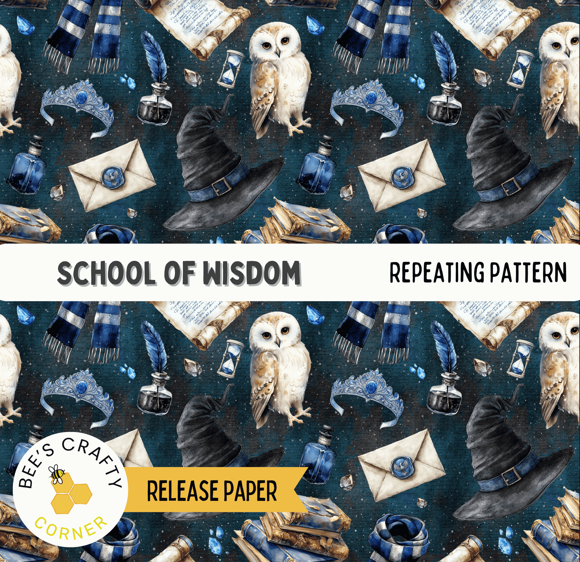 a collage of two pictures with an owl and an envelope