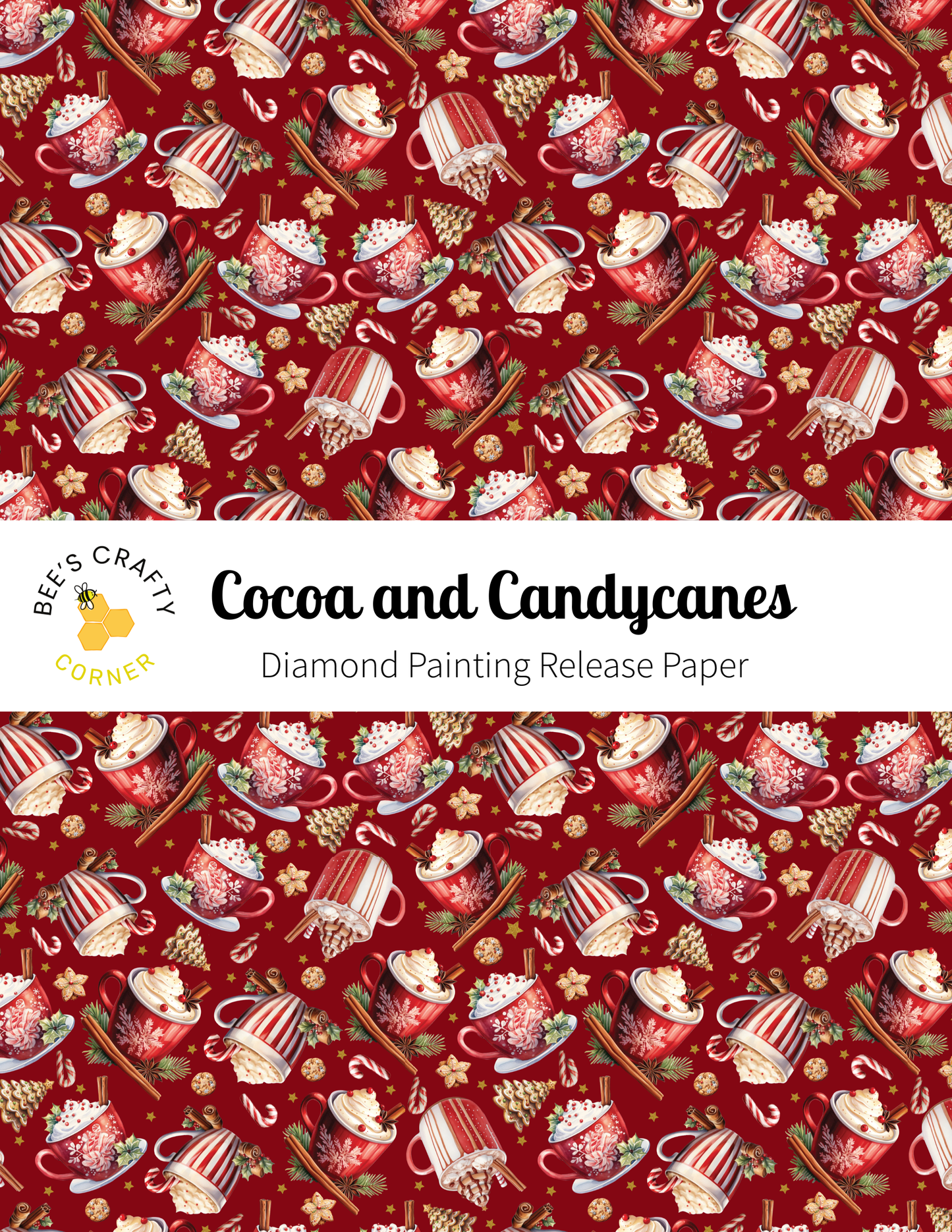 Cocoa and Candycanes - Reusable Patterned Diamond Painting Release Paper