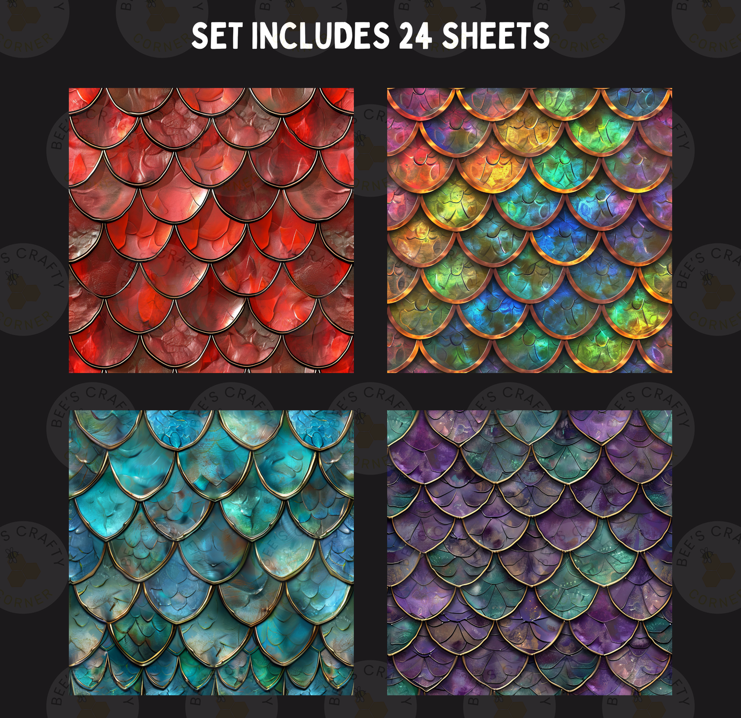 Dragon Scales - Theme Pack Reusable Diamond Painting Release Paper
