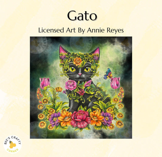 Gato by Annie Reyes - Licensed Diamond Painting Release Paper