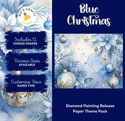 Blue Christmas - Theme Pack Reusable Diamond Painting Release Paper
