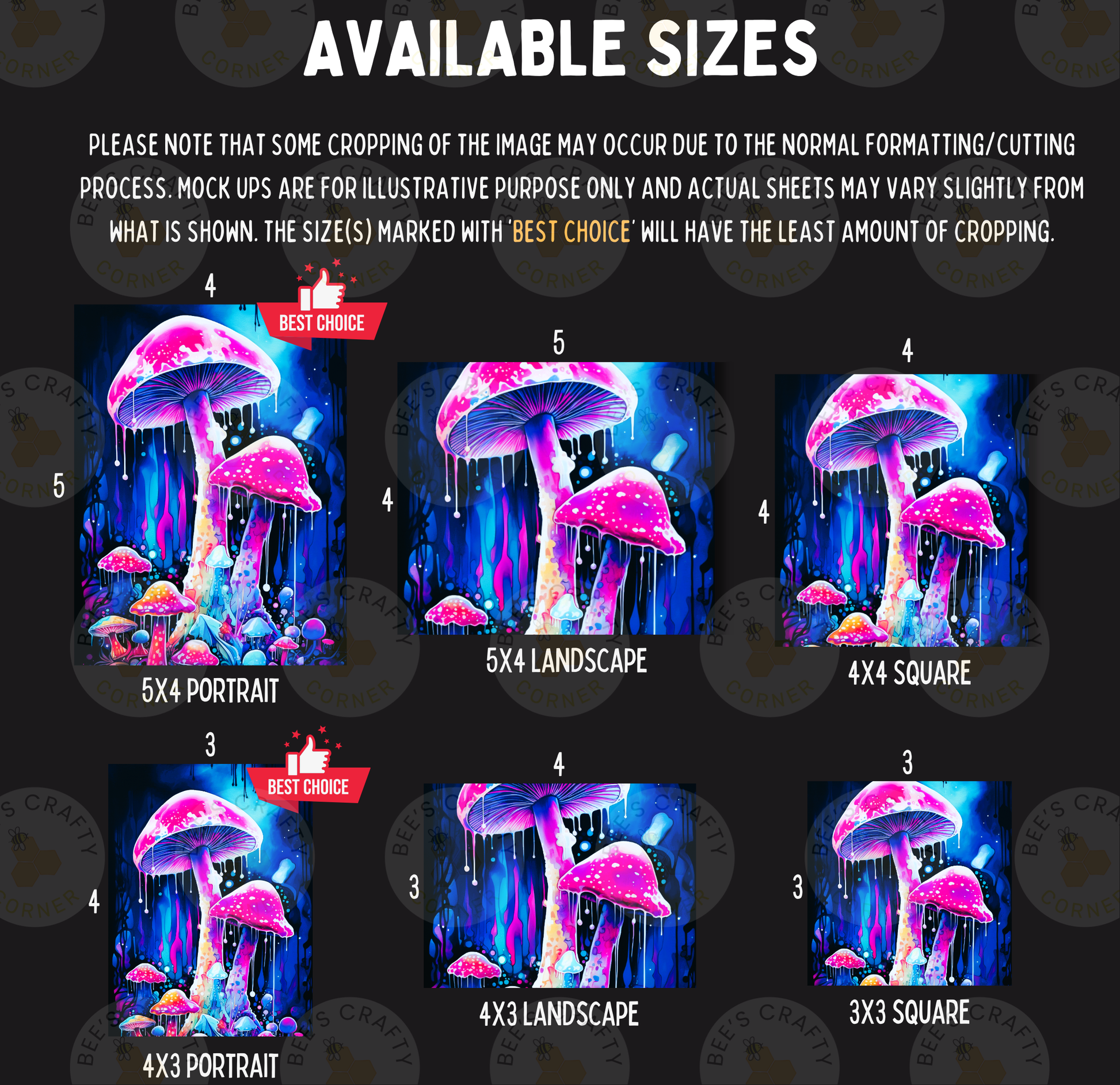 The image is a collage of six mushroom-themed images, each with a different size and format. The mushrooms are depicted in various sizes and arrangements, creating a visually appealing and diverse collection.