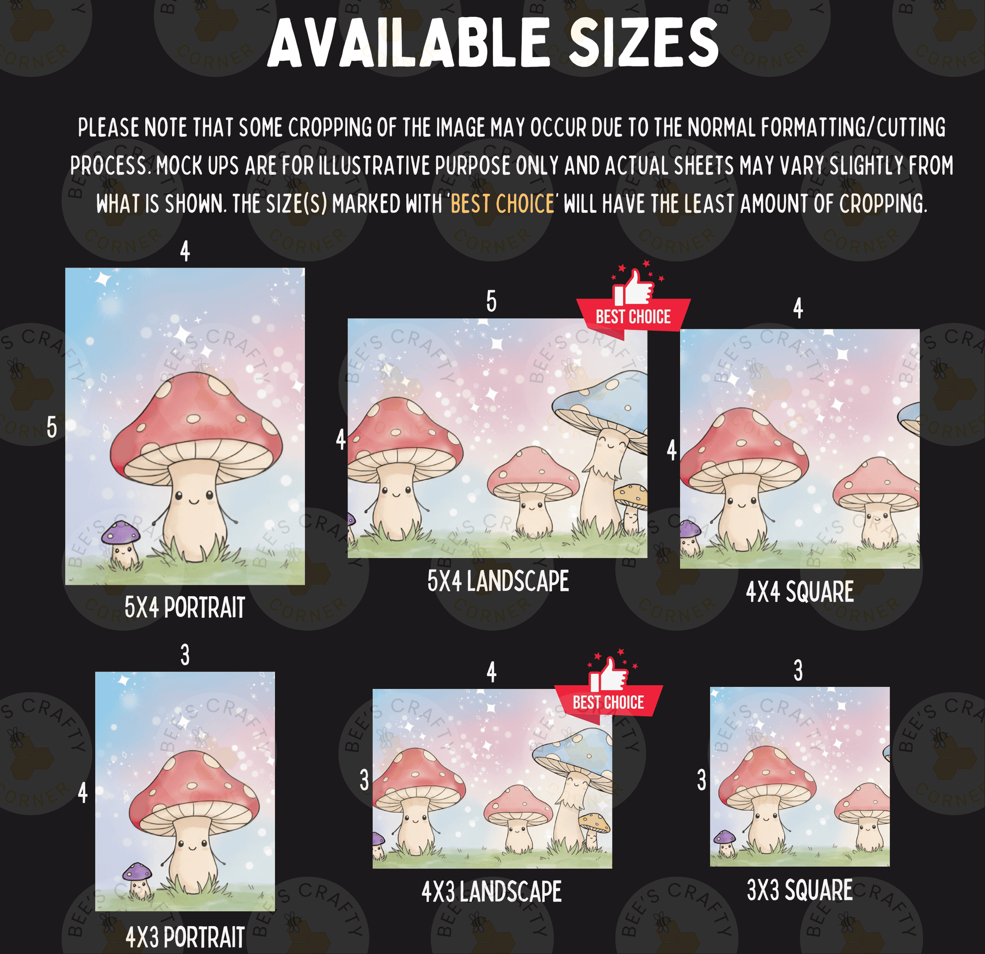 a cartoon of a group of mushrooms