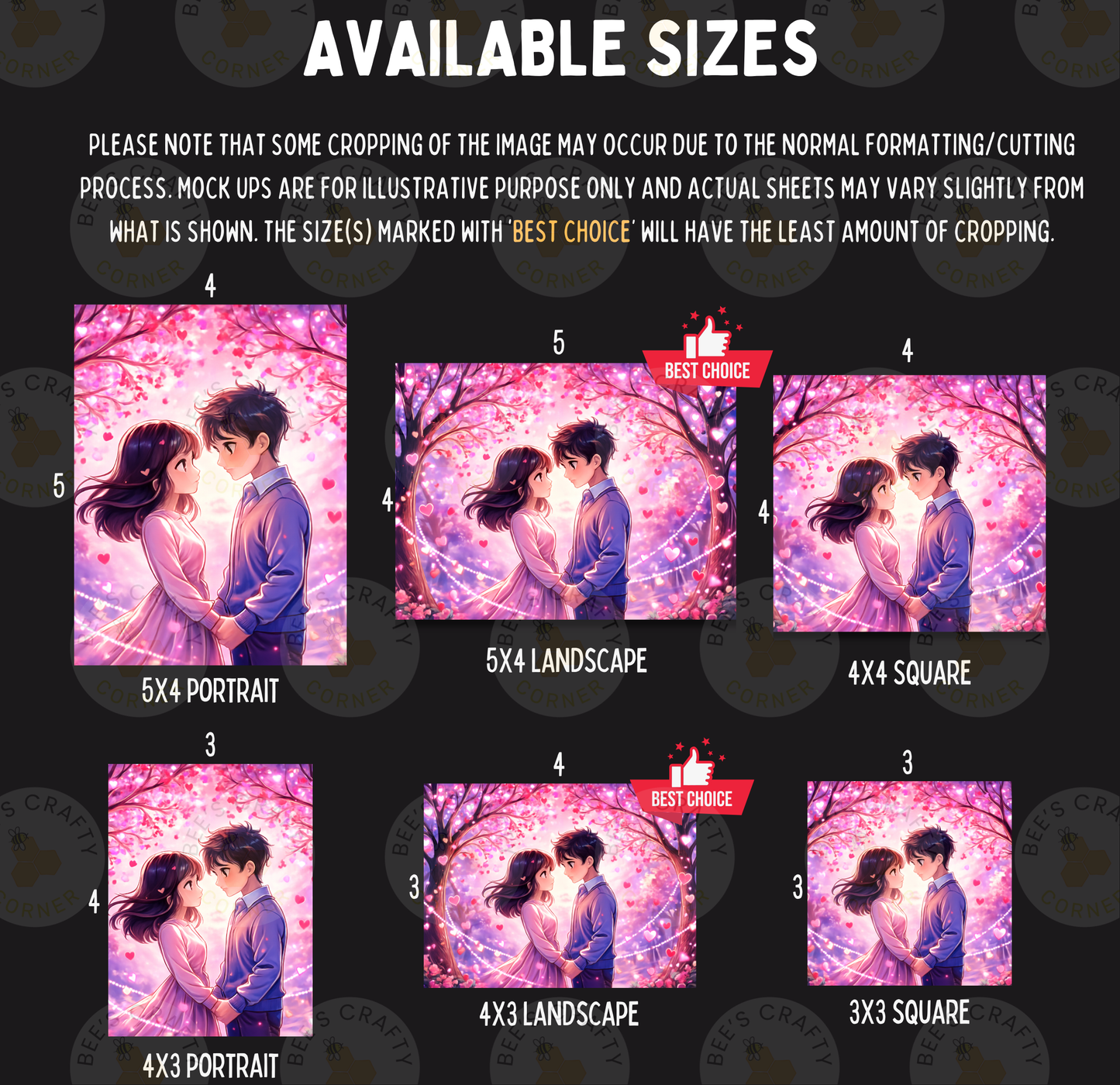 The image is a collage of five different sizes of the same image, depicting a couple embracing in a romantic setting.