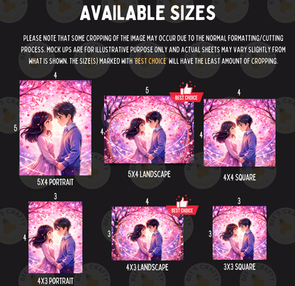 The image is a collage of five different sizes of the same image, depicting a couple embracing in a romantic setting.