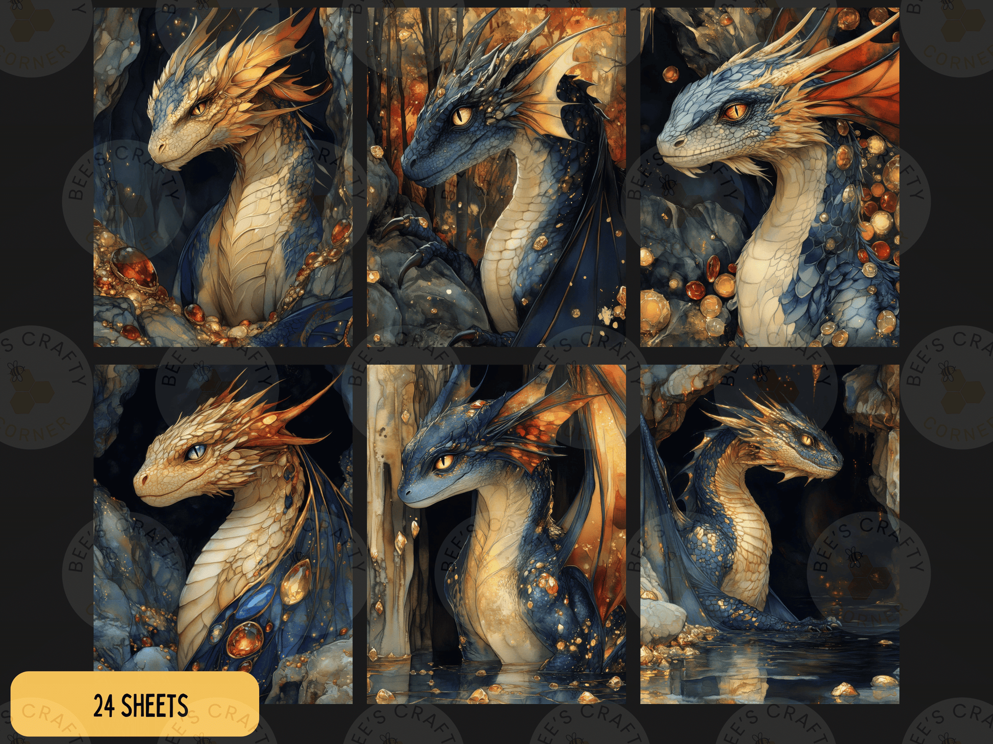 The image is a collage of six images depicting various fantastical and mythical creatures, including dragons, sea serpents, and other mythical beings.