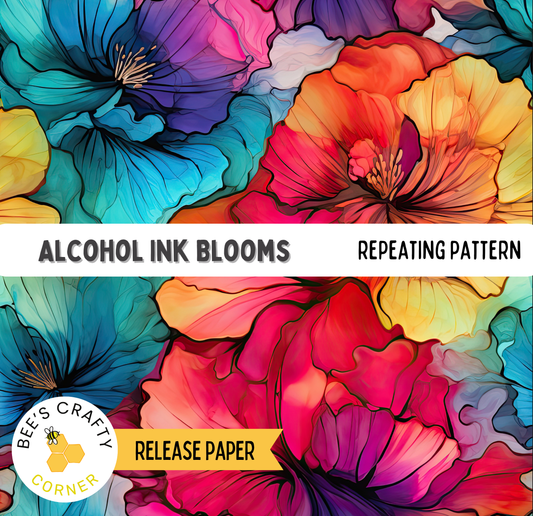 The image is a vibrant and colorful collage of various flowers, including blue, orange, and pink blooms, arranged in a repeating pattern. The flowers are depicted in different sizes and orientations, creating a dynamic and visually striking composition. The image does not contain any text, and the focus is on the intricate details and patterns of the flowers.