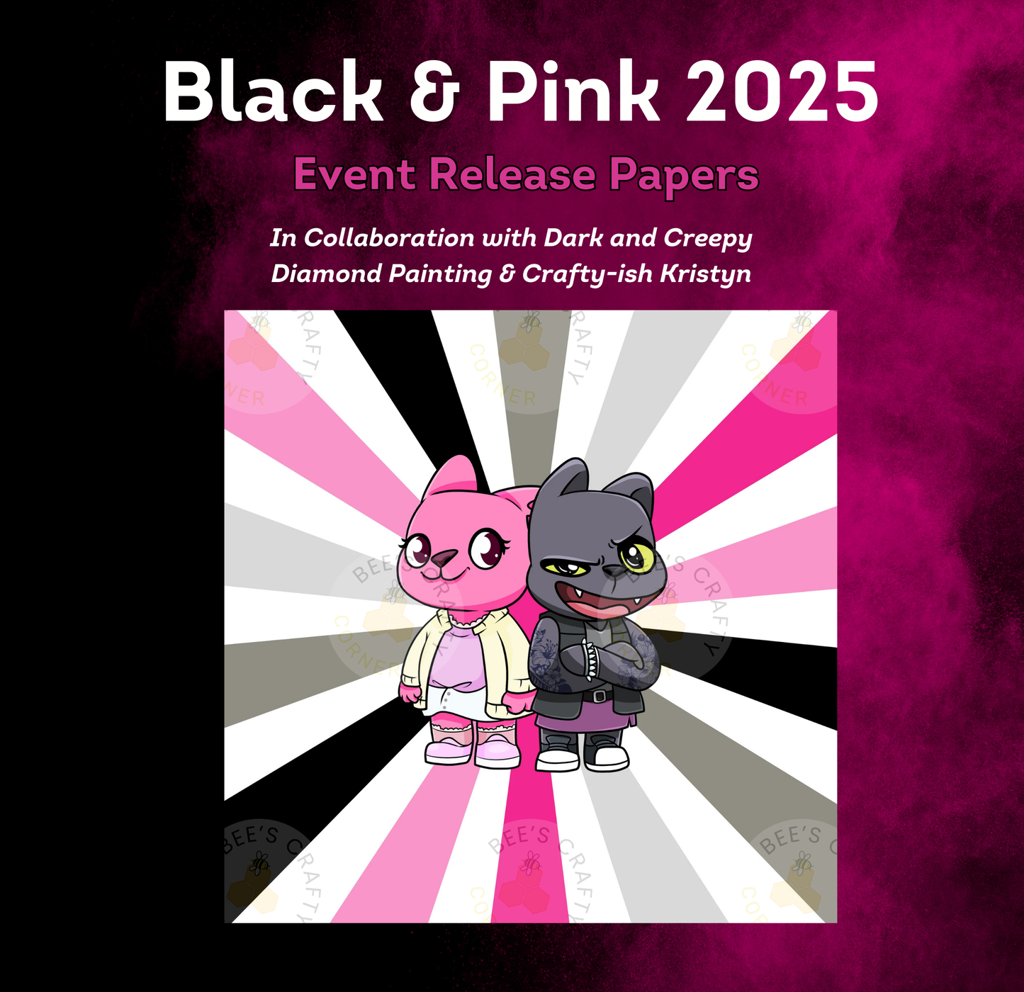 Black and Pink 2025 Event Release Papers - Reusable Diamond Painting Release Paper