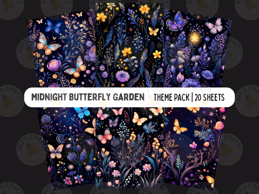 Midnight Butterfly Garden - Theme Pack Reusable Diamond Painting Release Paper