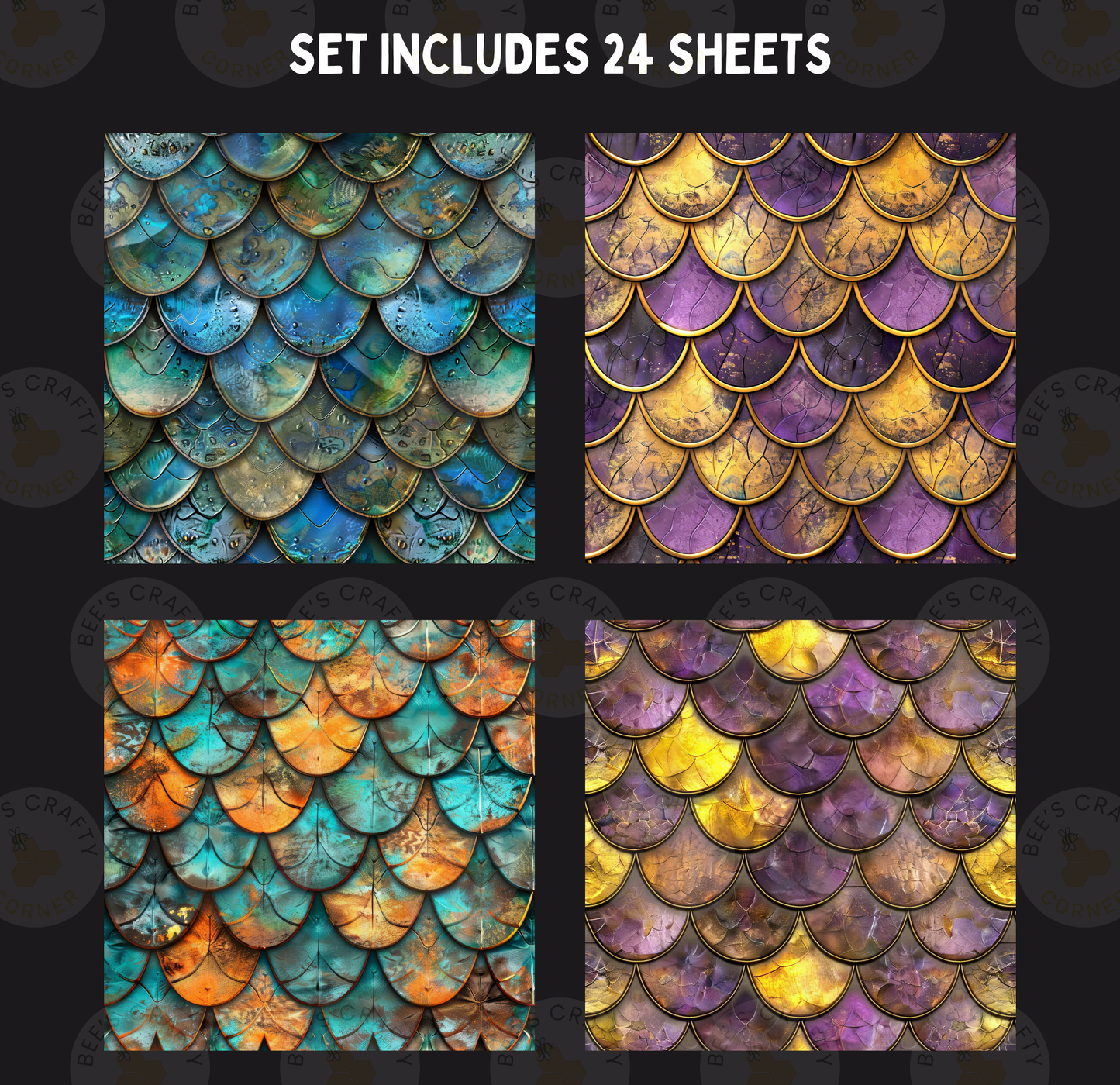Dragon Scales - Theme Pack Reusable Diamond Painting Release Paper