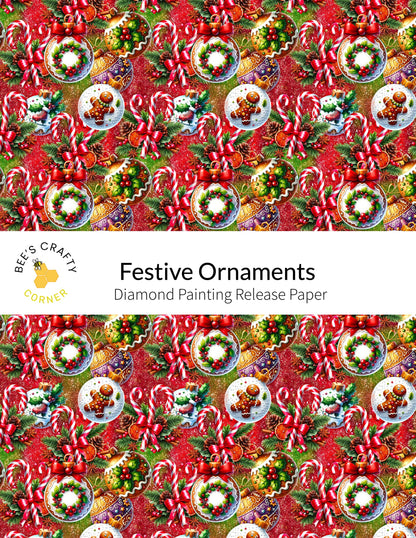 Festive Ornaments - Reusable Patterned Diamond Painting Release Paper
