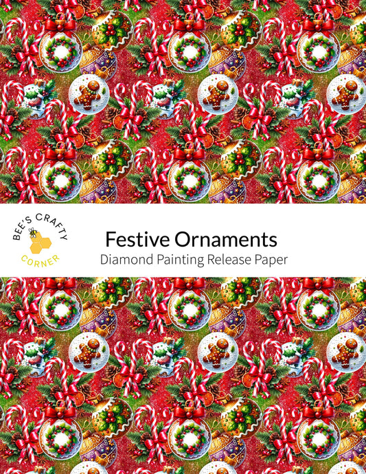 Festive Ornaments - Reusable Patterned Diamond Painting Release Paper