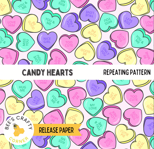 a candy heart pattern with the words candy hearts on it